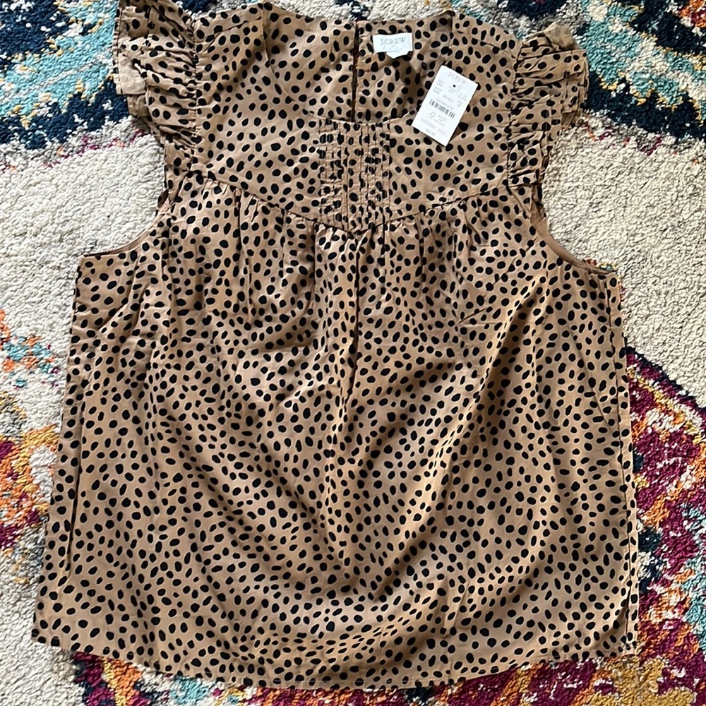 J.Crew ruffle sleeve tank top. Brown and black. Brand new with tags. Size M.